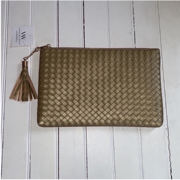 Virginia Wolf Mini Woven Pouch Gold - Picture 2 of 6